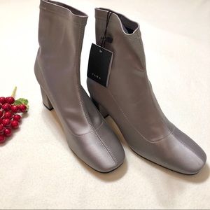 NWT Zara Satin Chunky Heel Ankle Boots Sz 36/6